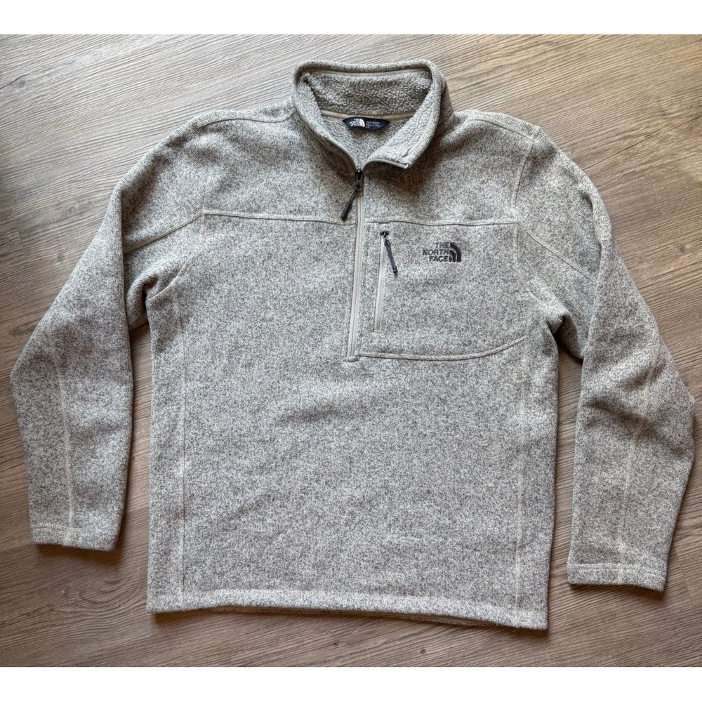 The North Face Men's Sweater Fleece Quarter Zip Size Large Heather Grey Outdoors